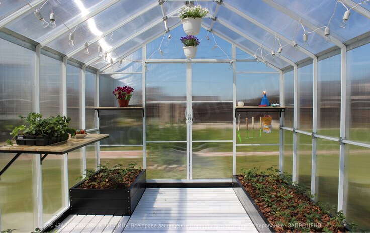 Greenhouse with hanging table