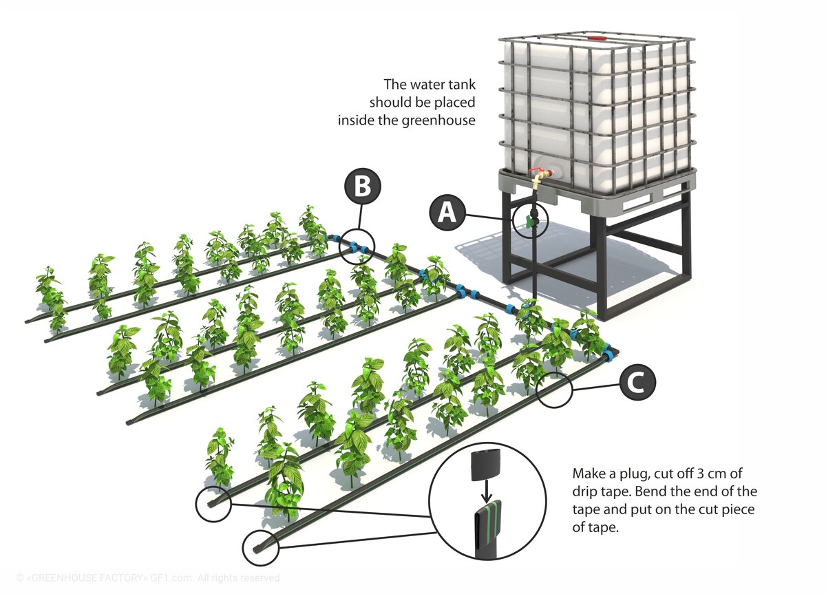 Drip irrigation for greenhouses